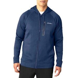 Eddie Bauer Mens M Navy Blue Full Zip Hoodie FreeDry Motion Fleece Jacket